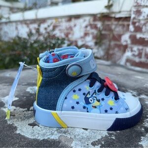 TV Cartoon Bluey Toddler Boys Girls High Top Canvas Shoes Sneakers Size 6 New